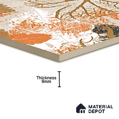 Floral Wall Tile TL 07248 B Plana 8002 GLM (Gold) 1 ft x 1 ft Ceramic Matte Finish - 9 mm  | 2 mm Spacer is Mandatory | Please Expect a Slight Variation of Pattern (Sample)